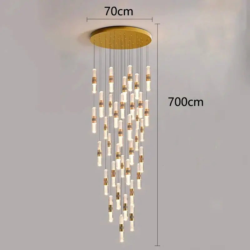 DecorBites™ Crystal Chandelier Stair Pendant Lamp Living Room Pendant Lights Interior Lighting