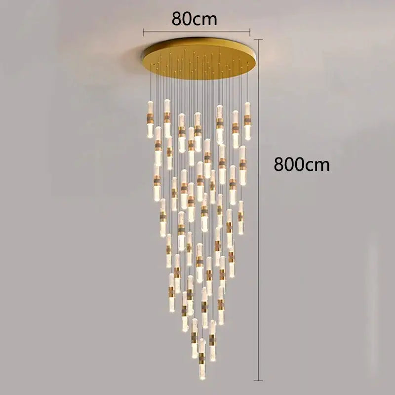 DecorBites™ Crystal Chandelier Stair Pendant Lamp Living Room Pendant Lights Interior Lighting