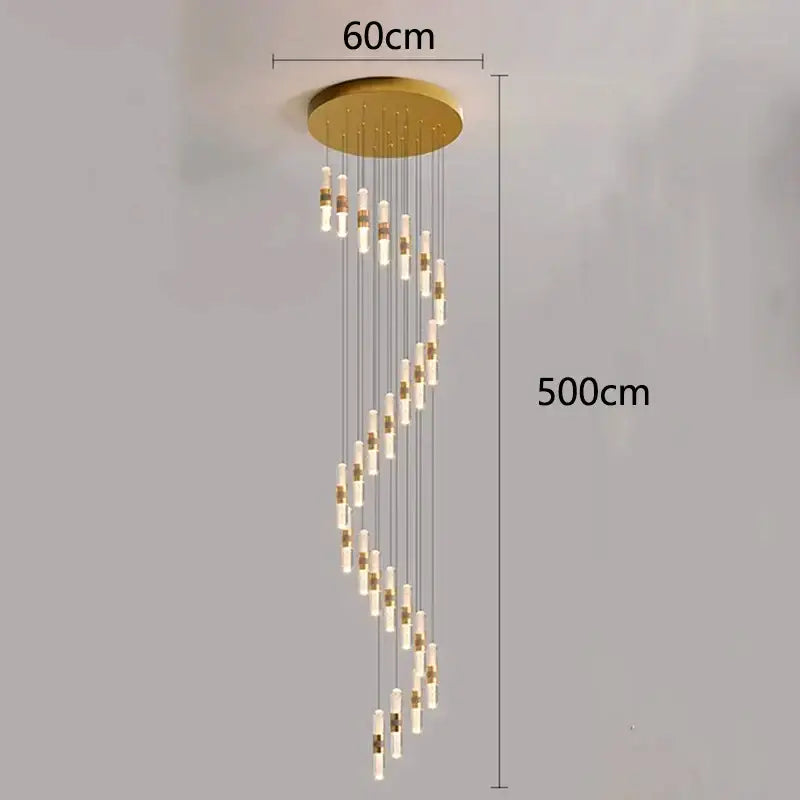 DecorBites™ Crystal Chandelier Stair Pendant Lamp Living Room Pendant Lights Interior Lighting