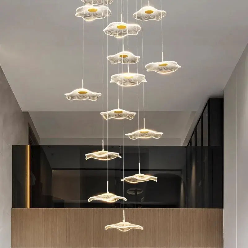 DecorBites™ Crystal Chandelier Stair Pendant Lamp Living Room Pendant Lights Interior Lighting