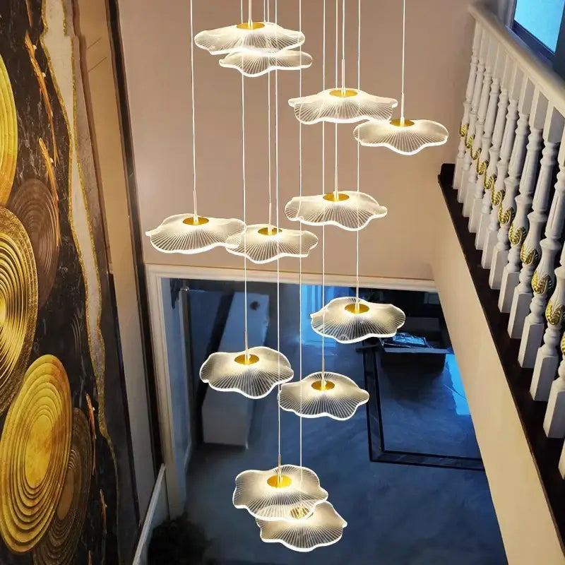 DecorBites™ Crystal Chandelier Stair Pendant Lamp Living Room Pendant Lights Interior Lighting