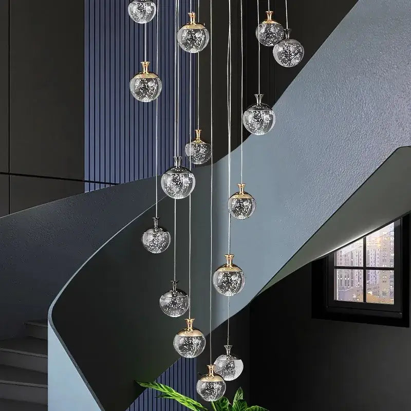 DecorBites™ Crystal Chandelier Stair Pendant Lamp Living Room Pendant Lights Interior Lighting
