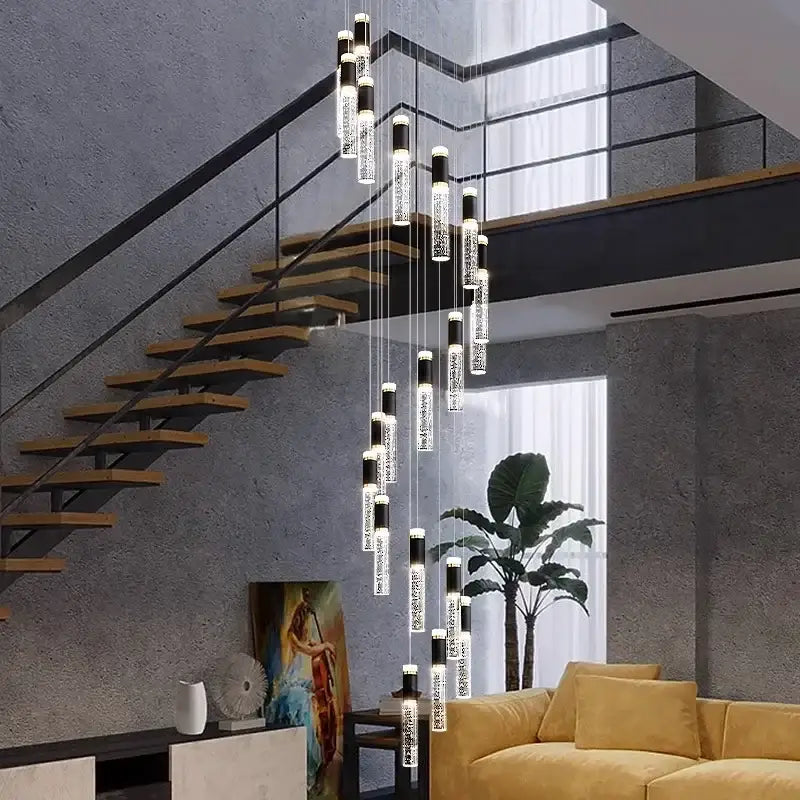 DecorBites™ Crystal Chandelier Stair Pendant Lamp Living Room Pendant Lights Interior Lighting