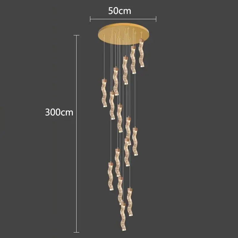 DecorBites™ Crystal Chandelier Stair Pendant Lamp Living Room Pendant Lights Interior Lighting