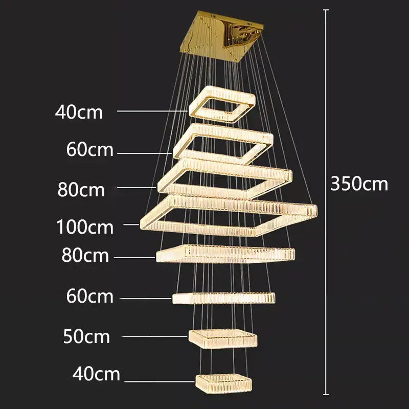 DecorBites™ Crystal Chandelier Stair Pendant Lamp Living Room Pendant Lights Interior Lighting