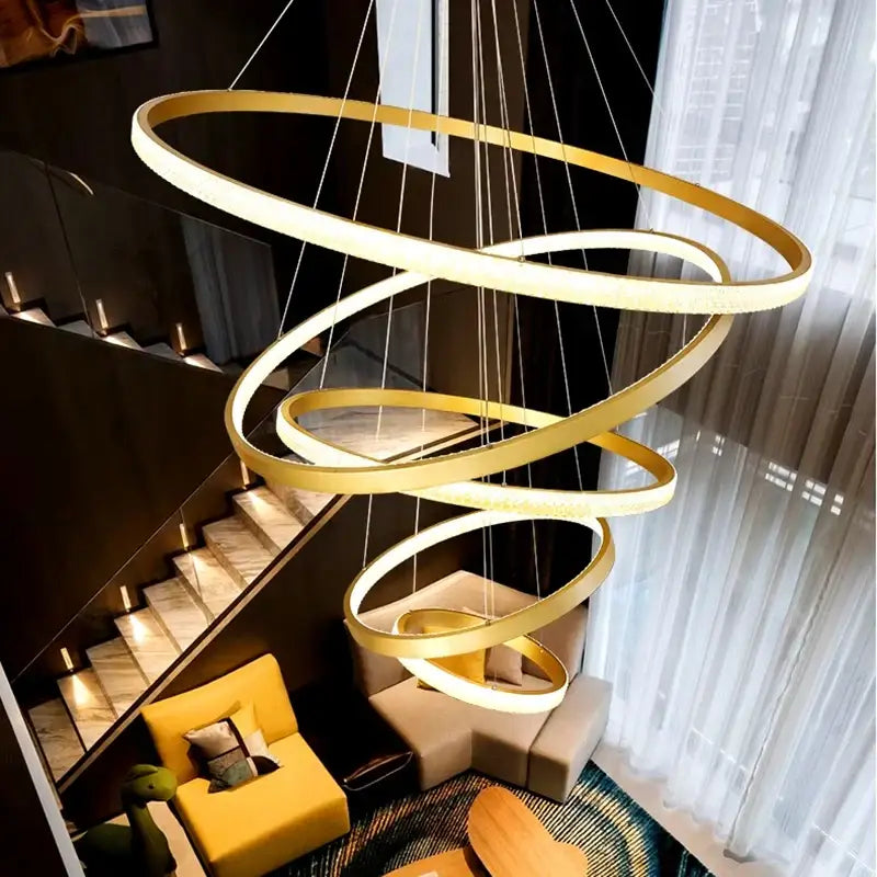 DecorBites™ Crystal Chandelier Stair Pendant Lamp Living Room Pendant Lights Interior Lighting