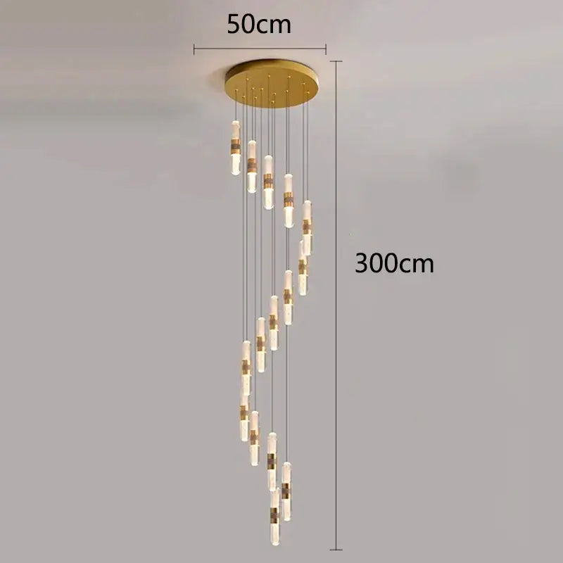 DecorBites™ Crystal Chandelier Stair Pendant Lamp Living Room Pendant Lights Interior Lighting