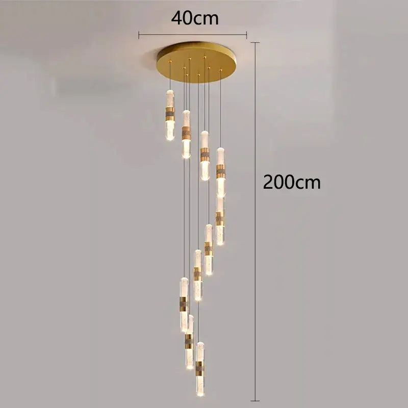 DecorBites™ Crystal Chandelier Stair Pendant Lamp Living Room Pendant Lights Interior Lighting
