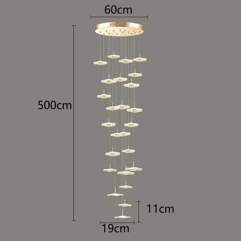 DecorBites™ Crystal Chandelier Stair Pendant Lamp Living Room Pendant Lights Interior Lighting