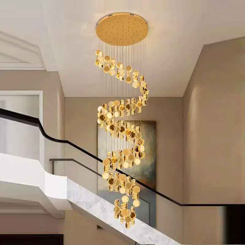 DecorBites™ Crystal Chandelier Stair Pendant Lamp Living Room Pendant Lights Interior Lighting
