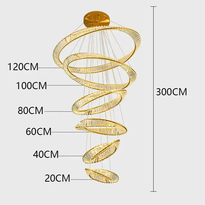 DecorBites™ Crystal Chandelier Stair Pendant Lamp Living Room Pendant Lights Interior Lighting