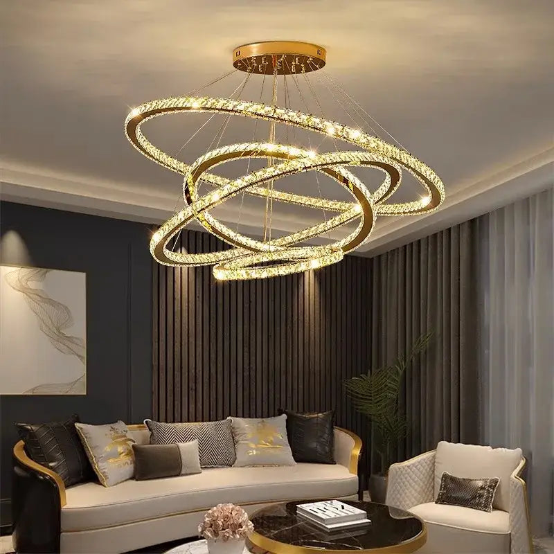 DecorBites™ ثريا كريستالية، مصباح متدلي للسلالم، أضواء متدلية لغرفة المعيشة، إضاءة داخلية