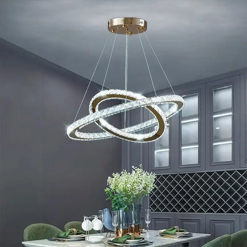 DecorBites™ ثريا كريستالية، مصباح متدلي للسلالم، أضواء متدلية لغرفة المعيشة، إضاءة داخلية