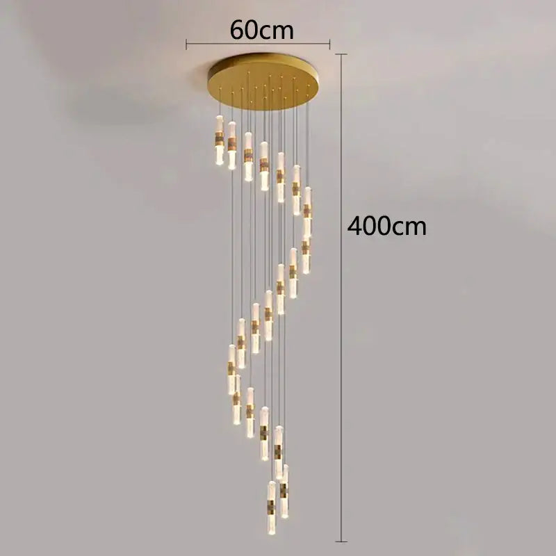DecorBites™ Crystal Chandelier Stair Pendant Lamp Living Room Pendant Lights Interior Lighting