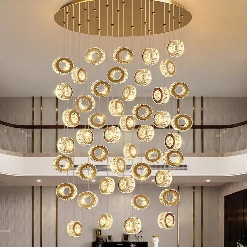DecorBites™ Crystal Chandelier Stair Pendant Lamp Living Room Pendant Lights Interior Lighting