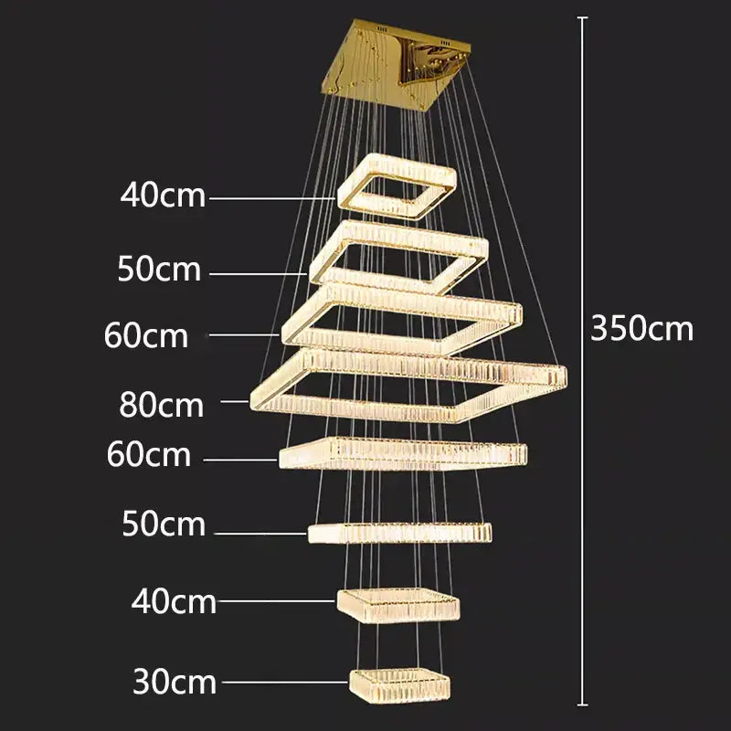 DecorBites™ Crystal Chandelier Stair Pendant Lamp Living Room Pendant Lights Interior Lighting