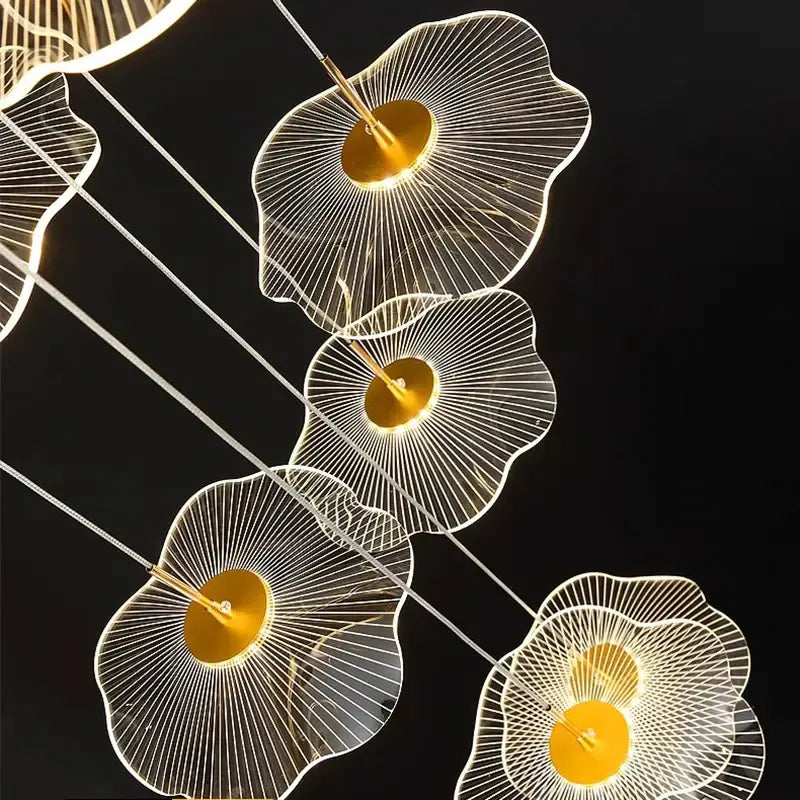 DecorBites™ Crystal Chandelier Stair Pendant Lamp Living Room Pendant Lights Interior Lighting
