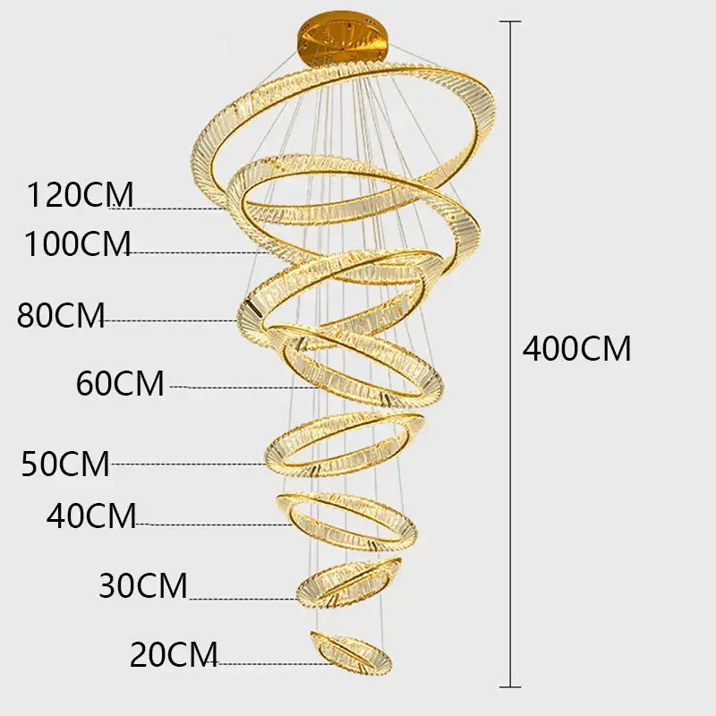 DecorBites™ Crystal Chandelier Stair Pendant Lamp Living Room Pendant Lights Interior Lighting