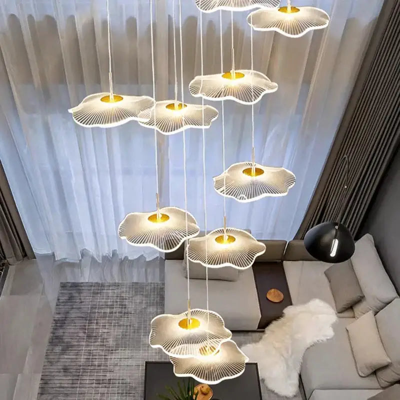 DecorBites™ Crystal Chandelier Stair Pendant Lamp Living Room Pendant Lights Interior Lighting