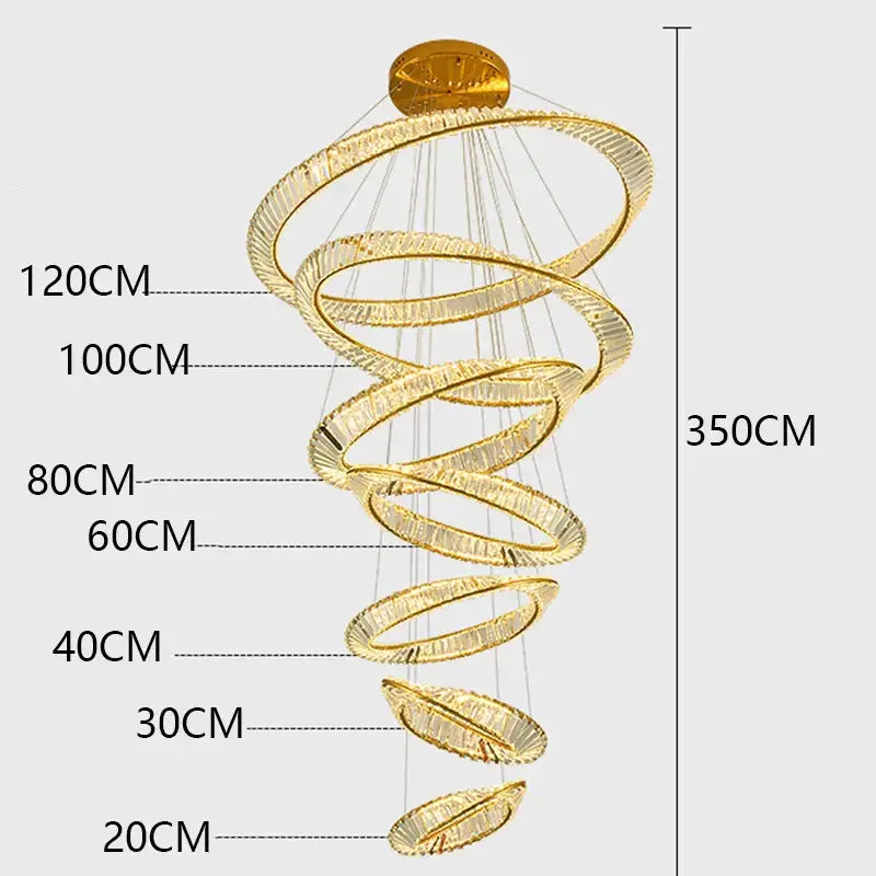 DecorBites™ Crystal Chandelier Stair Pendant Lamp Living Room Pendant Lights Interior Lighting