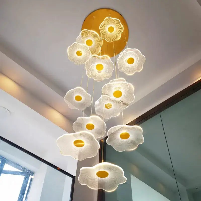 DecorBites™ Crystal Chandelier Stair Pendant Lamp Living Room Pendant Lights Interior Lighting