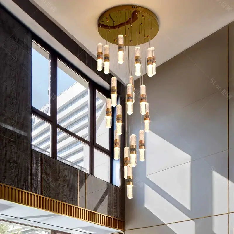 DecorBites™ Crystal Chandelier Stair Pendant Lamp Living Room Pendant Lights Interior Lighting