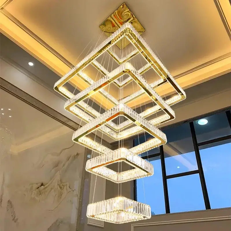 DecorBites™ Crystal Chandelier Stair Pendant Light for Modern Home Decoration & Interior Lighting