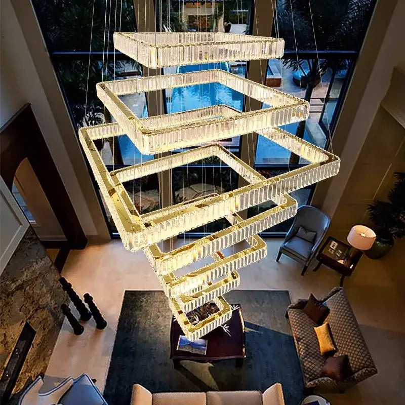 DecorBites™ Crystal Chandelier Stair Pendant Light for Modern Home Decoration & Interior Lighting
