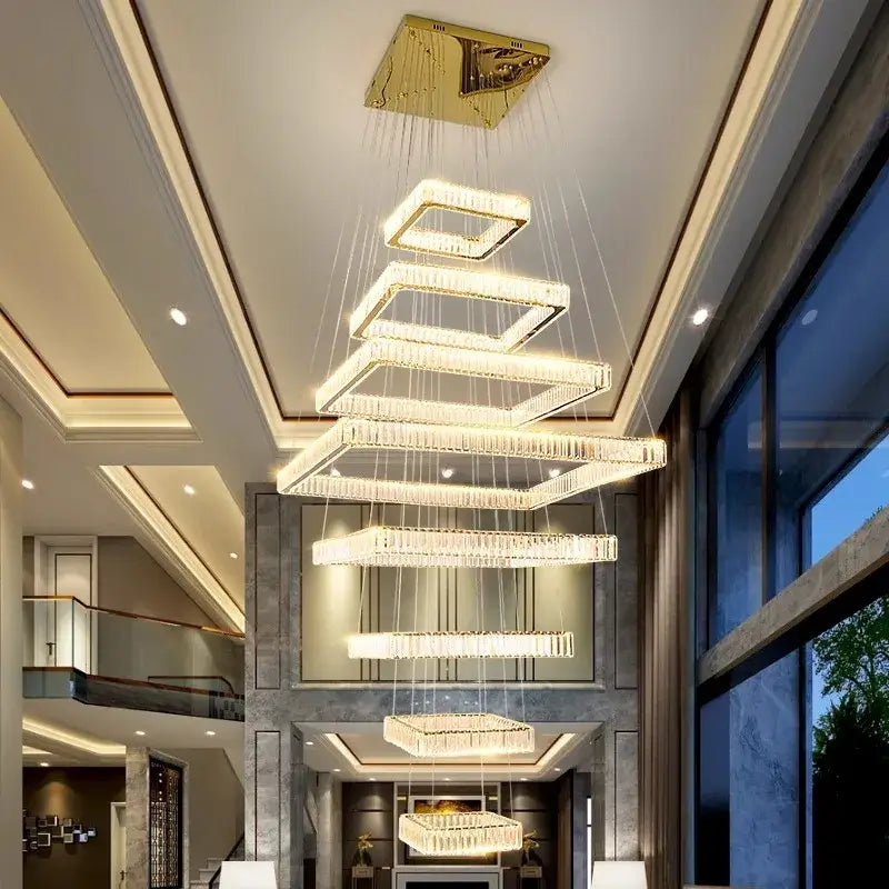 DecorBites™ Crystal Chandelier Stair Pendant Light for Modern Home Decoration & Interior Lighting