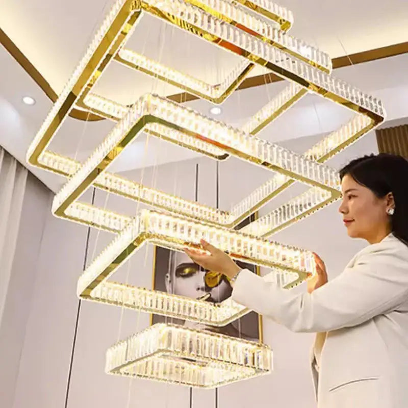 DecorBites™ Crystal Chandelier Stair Pendant Light for Modern Home Decoration & Interior Lighting