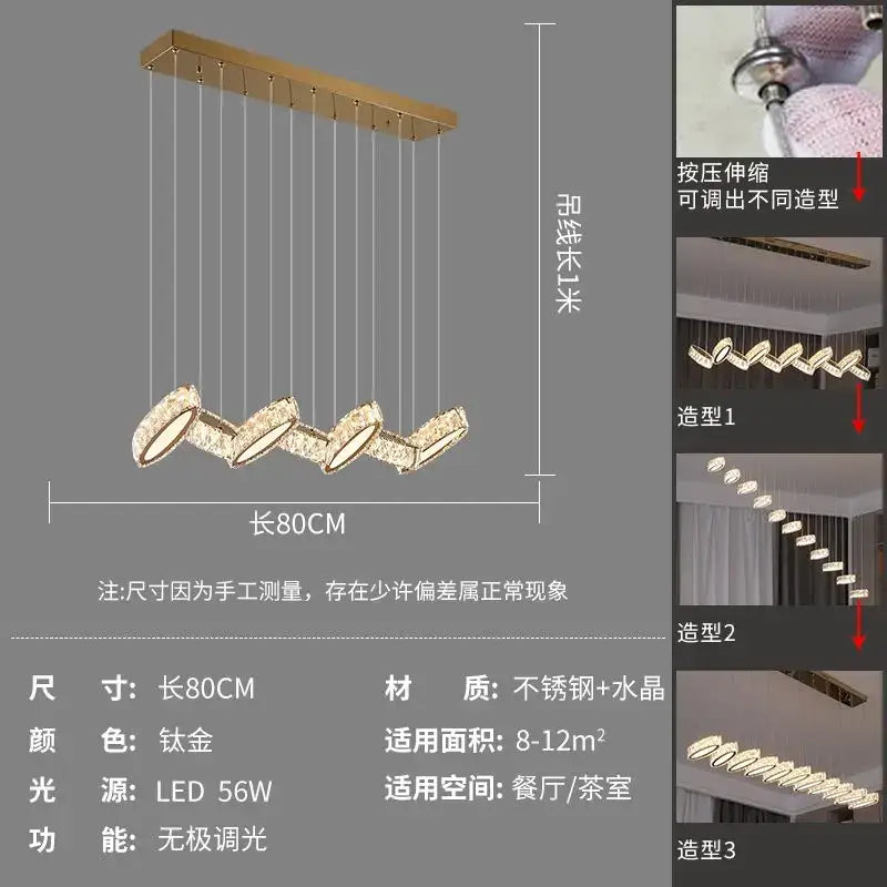 DecorBites™ Crystal Chandelier Stair Pendant Light Living Room Interior Lighting