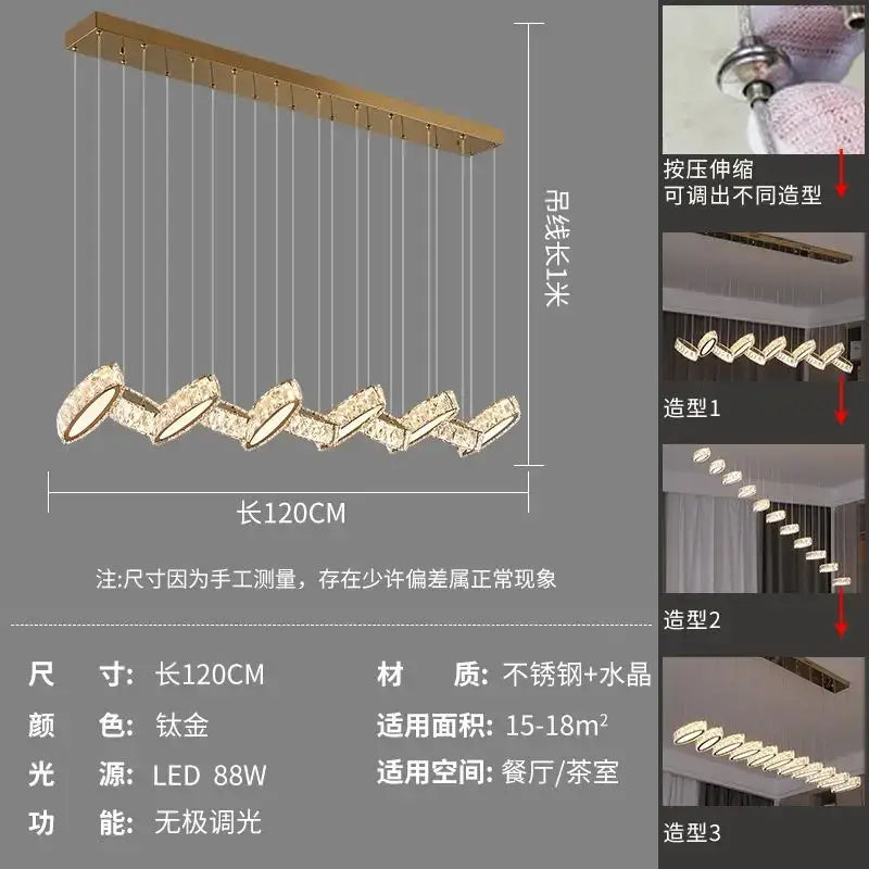 DecorBites™ Crystal Chandelier Stair Pendant Light Living Room Interior Lighting