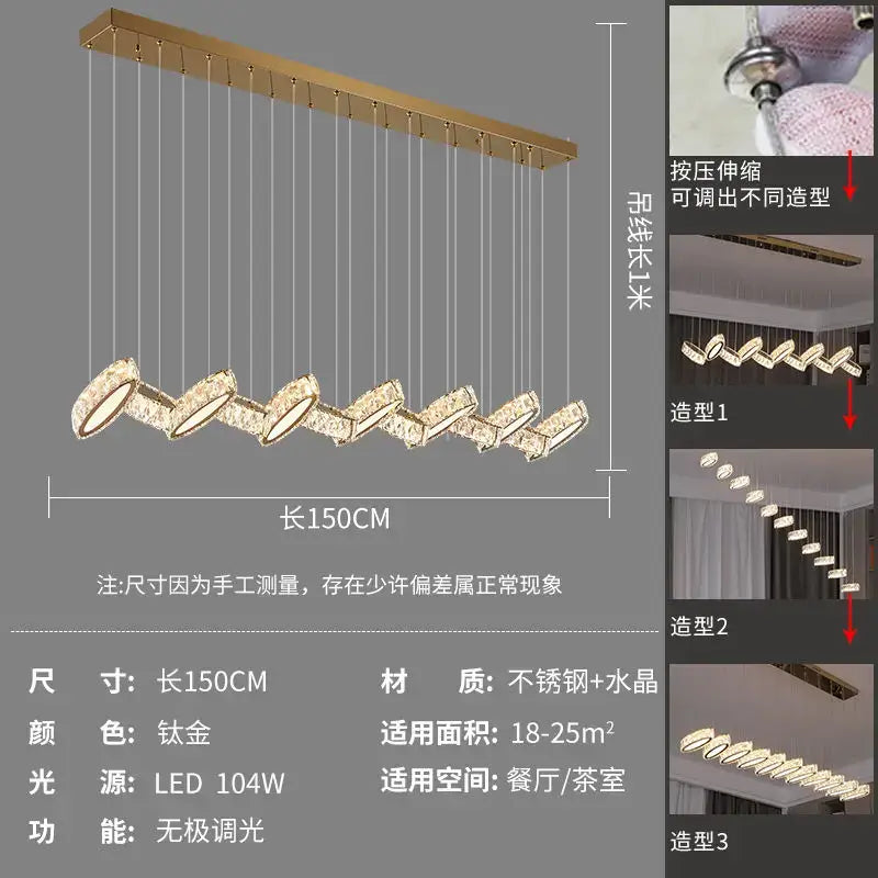 DecorBites™ Crystal Chandelier Stair Pendant Light Living Room Interior Lighting