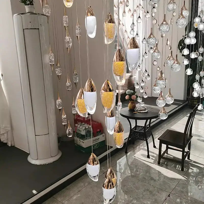 DecorBites™ Crystal Chandelier, Stair Pendant Light, Living Room Lighting