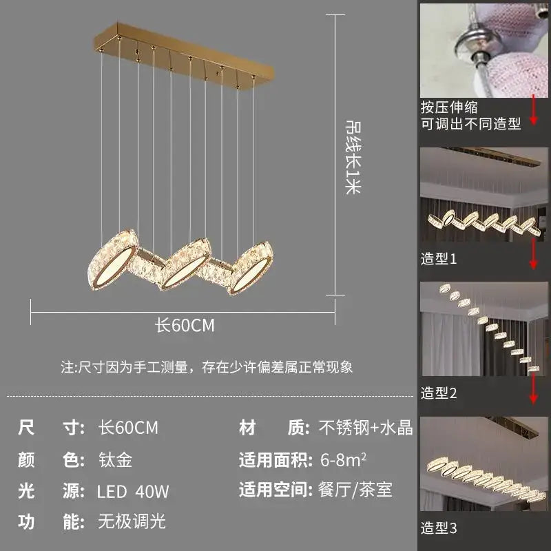 DecorBites™ Crystal Chandelier Stair Pendant Light Living Room Interior Lighting