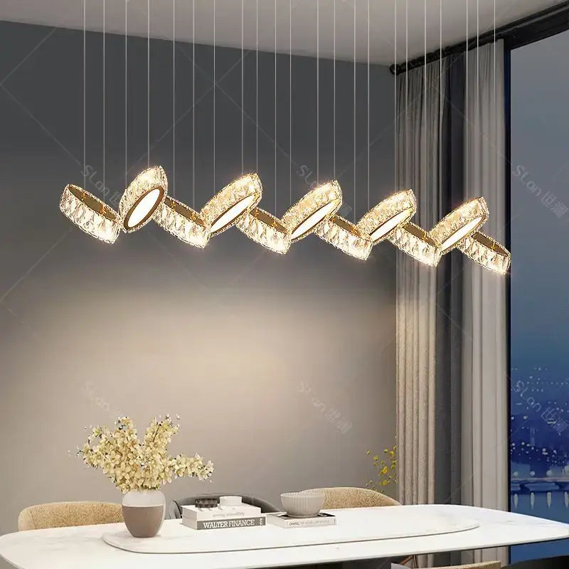 DecorBites™ Crystal Chandelier Stair Pendant Light Living Room Interior Lighting