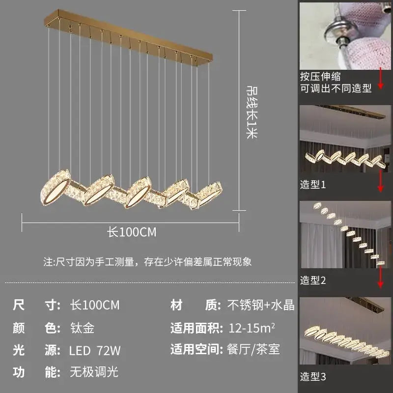 DecorBites™ Crystal Chandelier Stair Pendant Light Living Room Interior Lighting