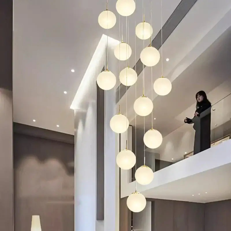 DecorBites™ Crystal Chandelier Stair Pendant Light Modern Interior Lighting for Living Room