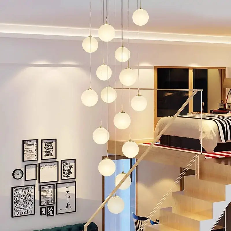 DecorBites™ Crystal Chandelier Stair Pendant Light Modern Interior Lighting for Living Room