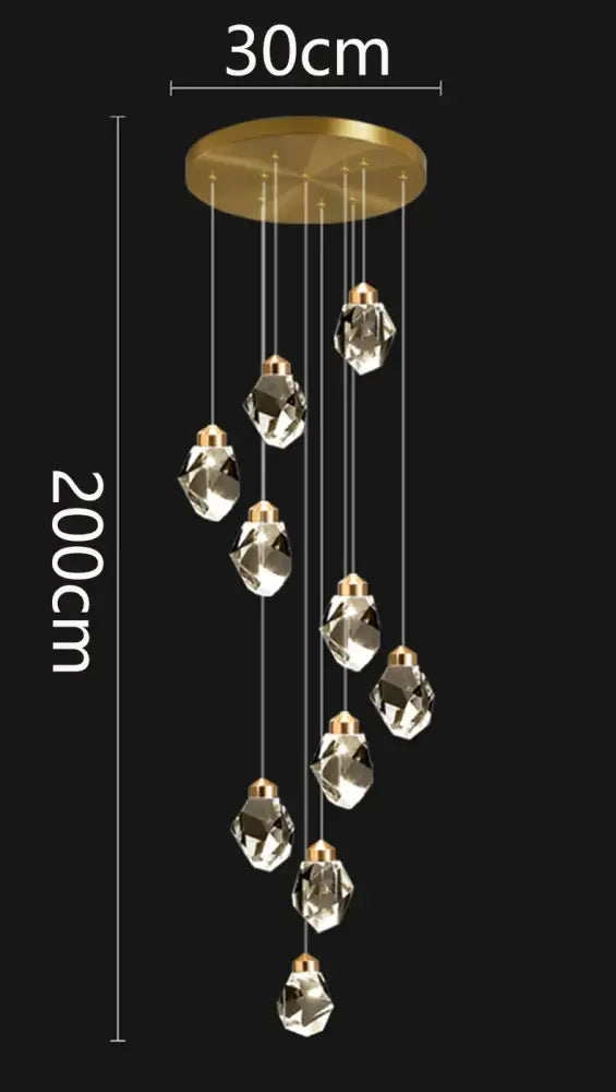 DecorBites™ Crystal Chandelier Stair Pendant Light Modern Living Room Interior Lighting