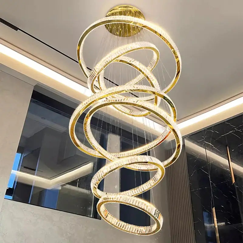 DecorBites™ Crystal Chandelier Stair Pendant Living Room Interior Lighting