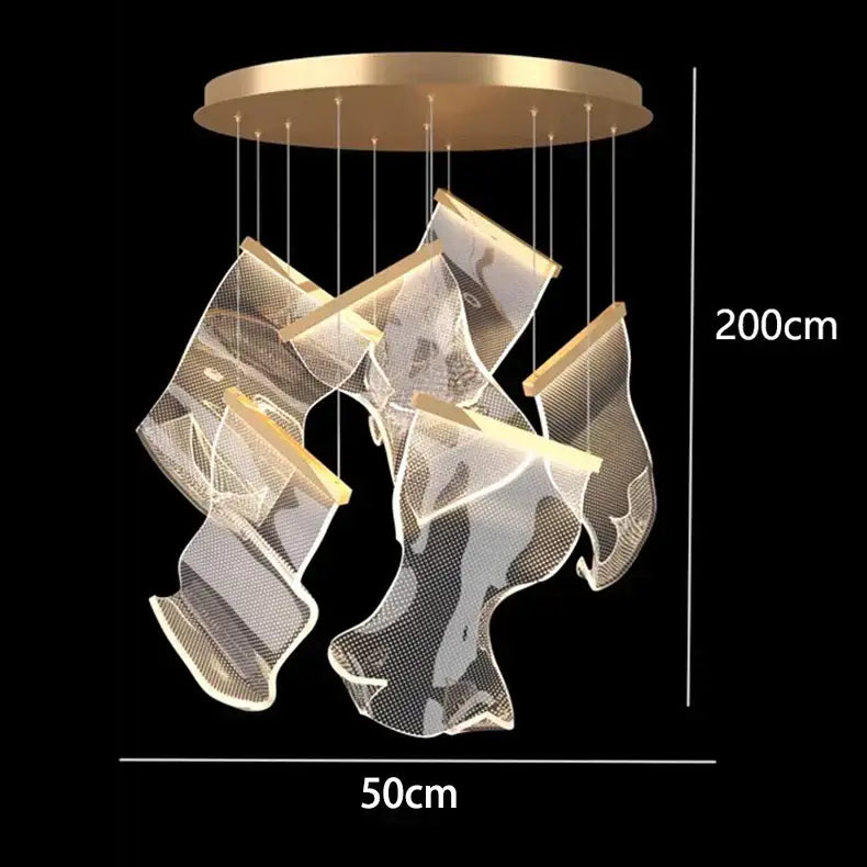 DecorBites™ Crystal Chandelier Stair Pendant Living Room Lighting Modern Interior Pendant Lights