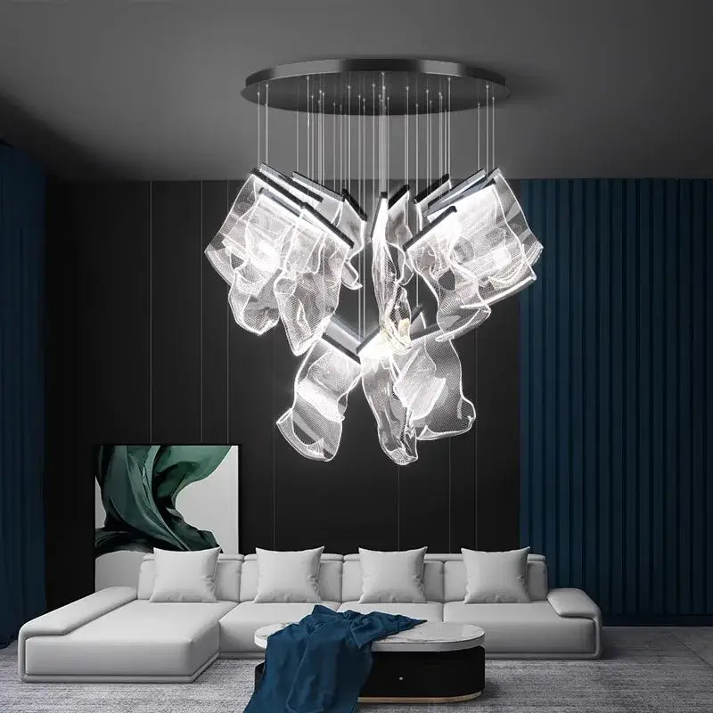 DecorBites™ Crystal Chandelier Stair Pendant Living Room Lighting Modern Interior Pendant Lights