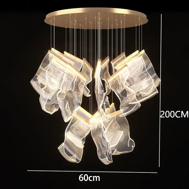 DecorBites™ Crystal Chandelier Stair Pendant Living Room Lighting Modern Interior Pendant Lights
