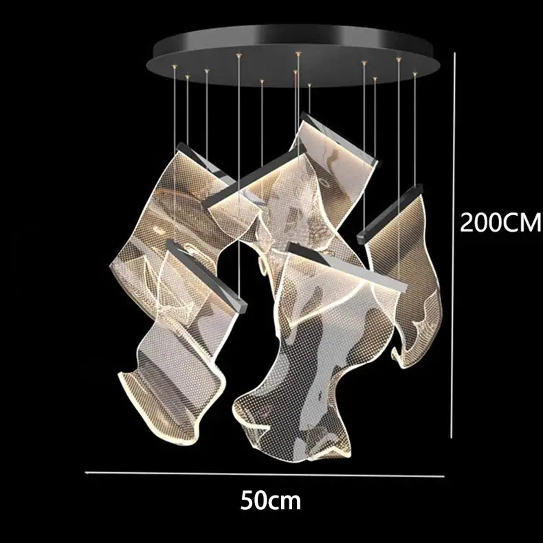 DecorBites™ Crystal Chandelier Stair Pendant Living Room Lighting Modern Interior Pendant Lights