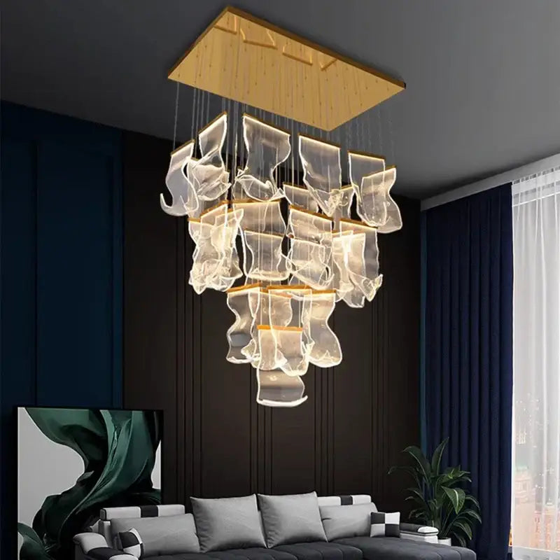 DecorBites™ Crystal Chandelier Stair Pendant Living Room Lighting Modern Interior Pendant Lights