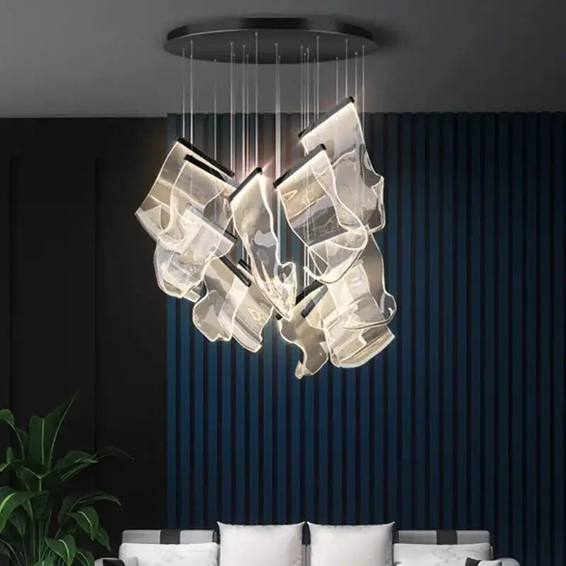 DecorBites™ Crystal Chandelier Stair Pendant Living Room Lighting Modern Interior Pendant Lights