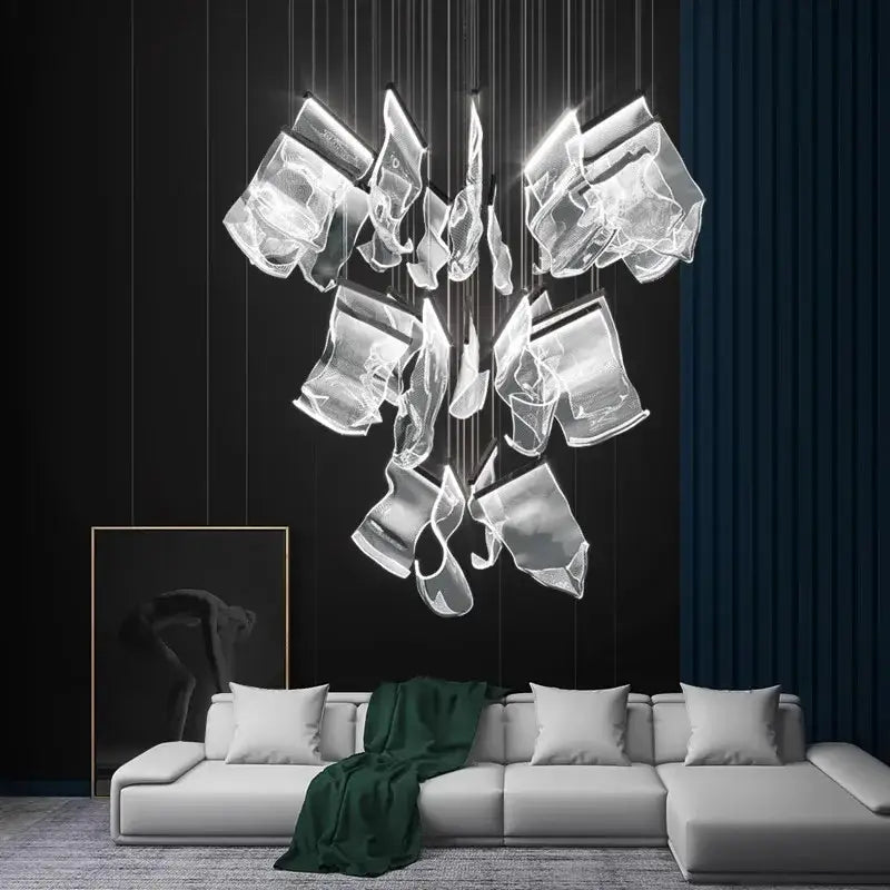 DecorBites™ Crystal Chandelier Stair Pendant Living Room Lighting Modern Interior Pendant Lights