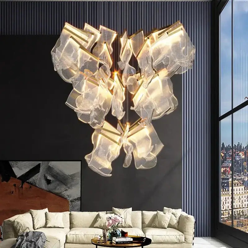 DecorBites™ Crystal Chandelier Stair Pendant Living Room Lighting Modern Interior Pendant Lights
