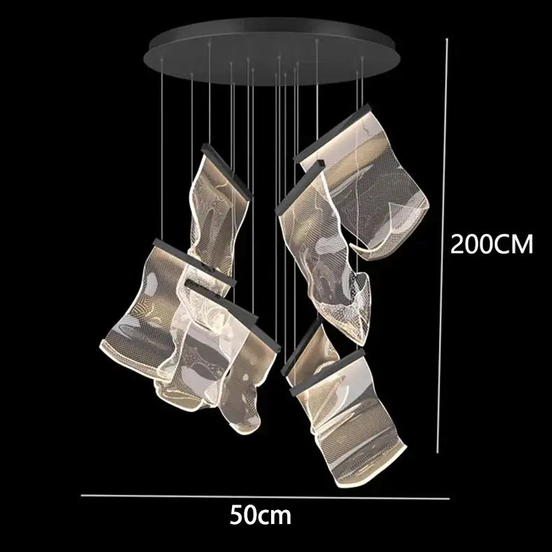 DecorBites™ Crystal Chandelier Stair Pendant Living Room Lighting Modern Interior Pendant Lights